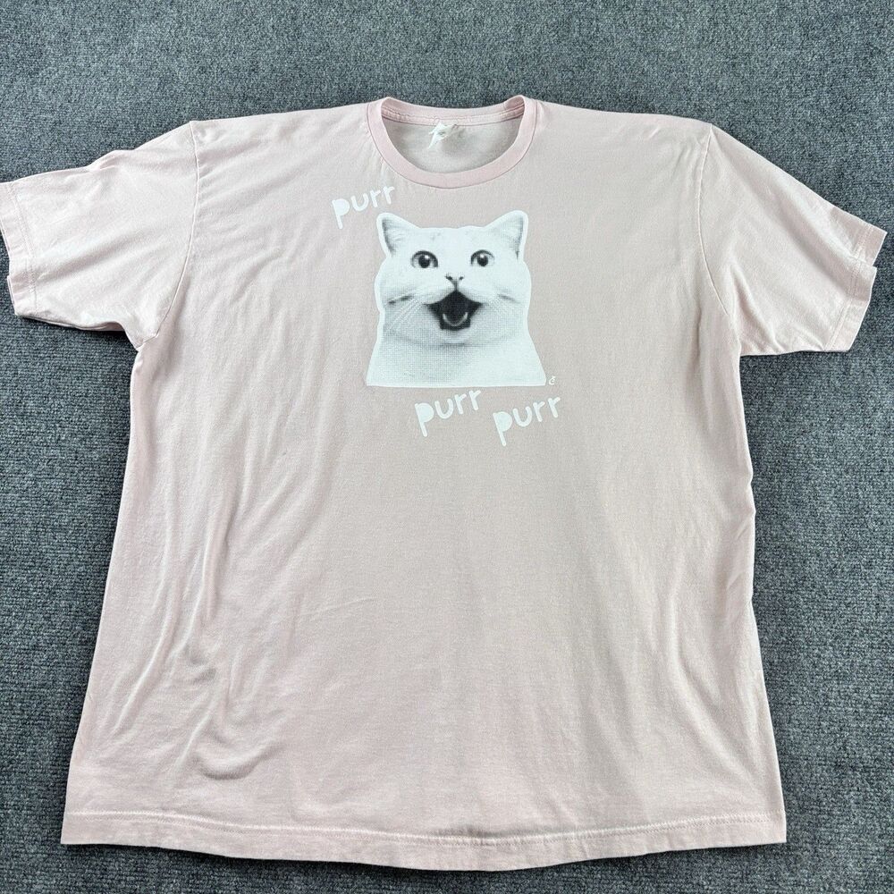 Purr Cat Meme Shirt XXL Pink Tultex Screaming Cat Funny Graphic Tee 2XL